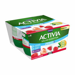 YOGUR TRIPLE ZERO CON TROZOS DE FRESA ACTIVIA DANONE 4x120g