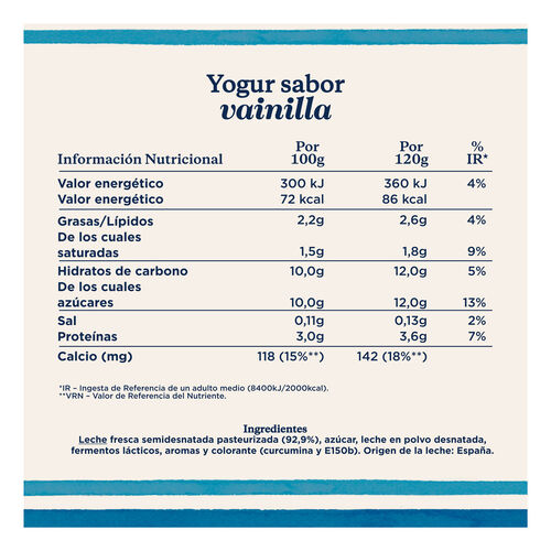 Yogur sabor vainilla DANONE 4x120g image number