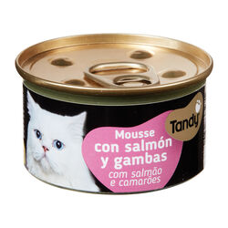 Comida h&uacute;meda para gato adulto mousse con salm&oacute;n y gamba TANDY 85g