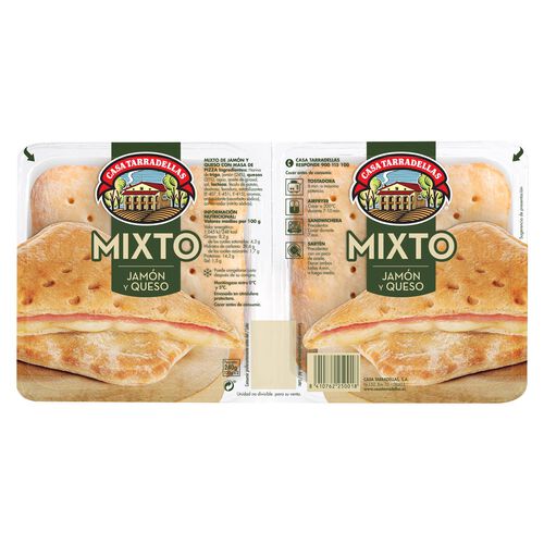 Mixto de jam&oacute;n y queso con masas de pizza CASA TARRADELLAS 2x120g image number