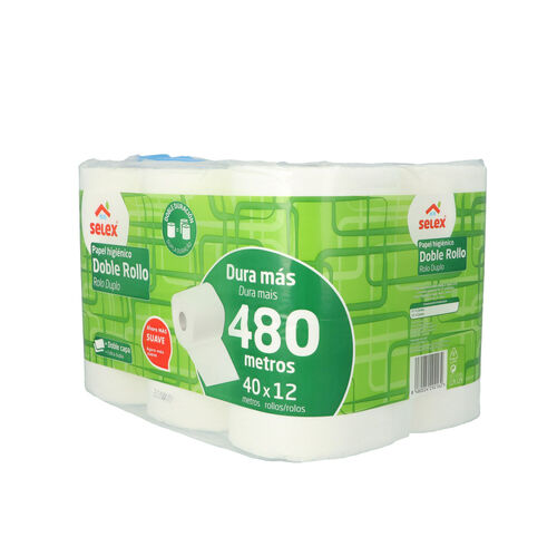 PAPEL HIGIENICO SELEX DOBLE ROLLO PACK 12uds image number