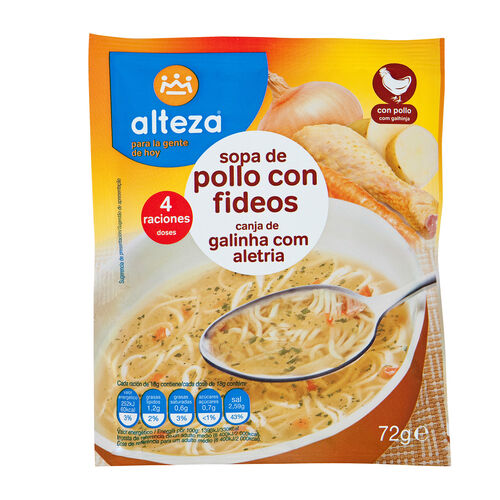 Sopa de pollo con fideos finos ALTEZA 72g image number