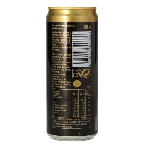 PEPSI MAX ZERO SIN CAFEINA LATA 33cl image number