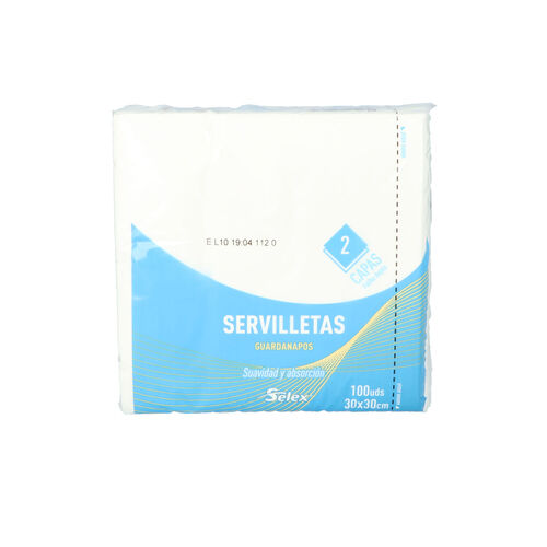 SERVILLETA PAPEL SELEX BLANCA 30X30 2 CAPAS PAQUETE 100 uds image number