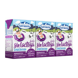 Leche sin lactosa semidesnatada Central Lechera ASTURIANA 3x200ml