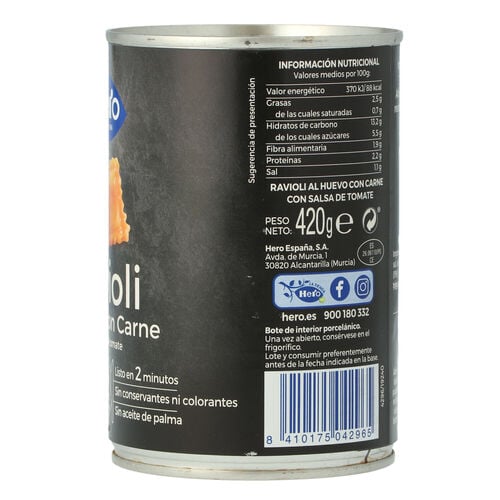 RAVIOLI SALSA HERO LATA 420g image number