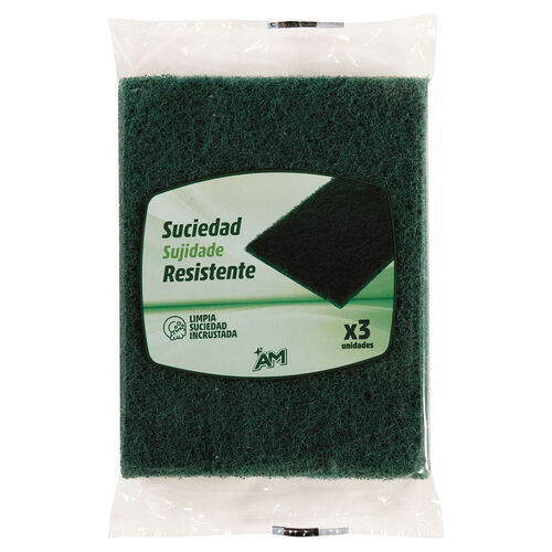 ESTROPAJO FIBRA VERDE AM PACK 3uds image number