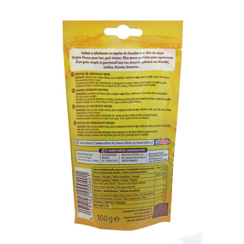 Pepitas choco negro 70% VAHINE image number