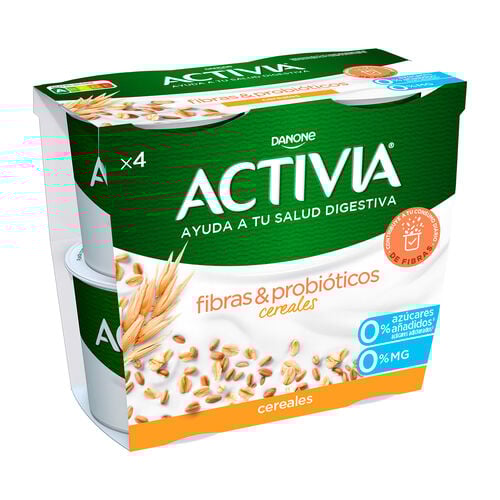 Leche fermentada con Fibras & Probi&oacute;ticos cereales 0% ACTIVIA DANONE 4x115g image number