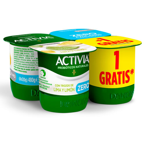 Yogur 0% lima y lim&oacute;n ACTIVIA 4x120g image number
