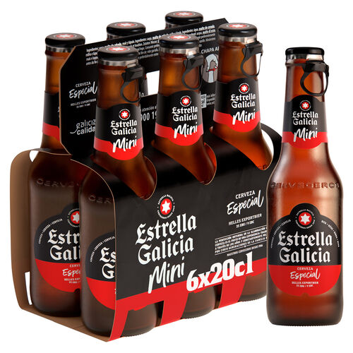 CERVEZA ESTRELLA GALICIA 20cl PACK 6 BOTELLINES image number