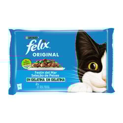 ALIMENTO GATO FESTÍN DEL MAR EN GELATINA FELIX 4x85g