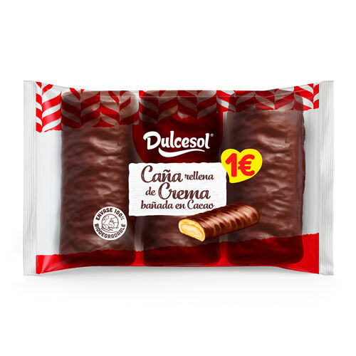 Ca&ntilde;a rellena de crema ba&ntilde;adas en cacao DULCESOL 153g image number