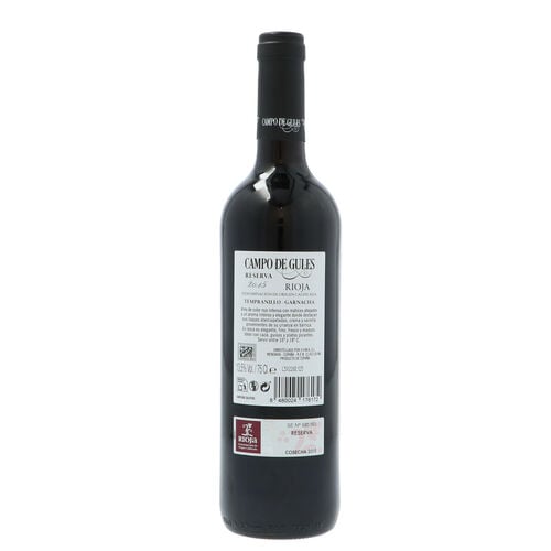 Vino tinto Reserva DOCa Rioja CAMPO GULES 750ml image number
