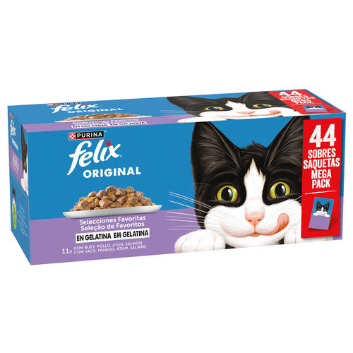 Comida h&uacute;meda para gato selecciones favoritas en gelatina FELIX 44 sobres image number
