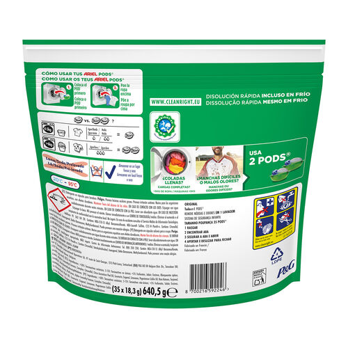 Detergente en c&aacute;psulas Todoen1 Original ARIEL 35 lavados image number