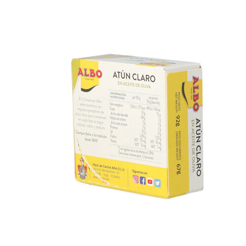 At&uacute;n claro en aceite de oliva ALBO 92g image number