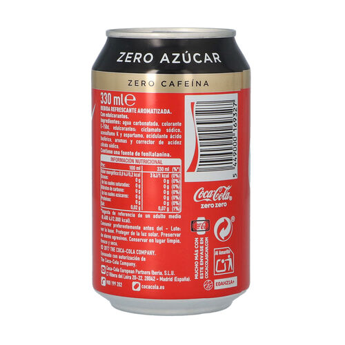 COCA COLA ZERO ZERO LATA 33cl image number