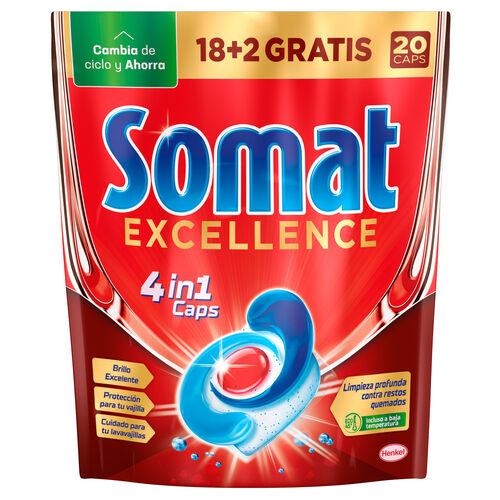 LAVAVAJILLAS PASTILLAS SOMAT CAPS 4EN1 EXCELLENCE 18+2 LAVADOS image number