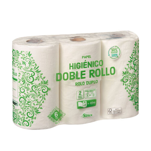 PAPEL HIGIENICO SELEX DOBLE ROLLO PACK 6uds image number