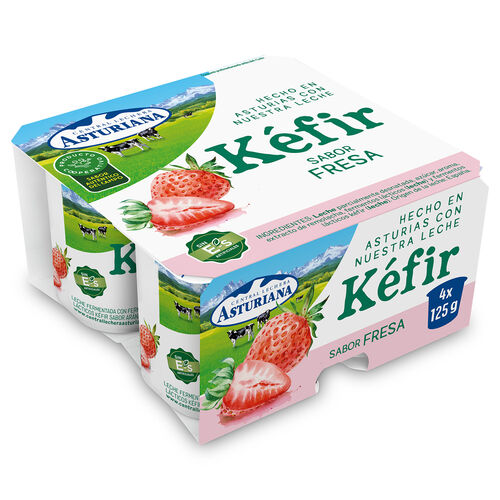 K&eacute;fir sabor fresa Central Lechera ASTURIANA 4x125g image number