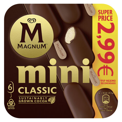 HELADO MAGNUM MINI CLASSIC SUPERPRECIO 6X55ml image number