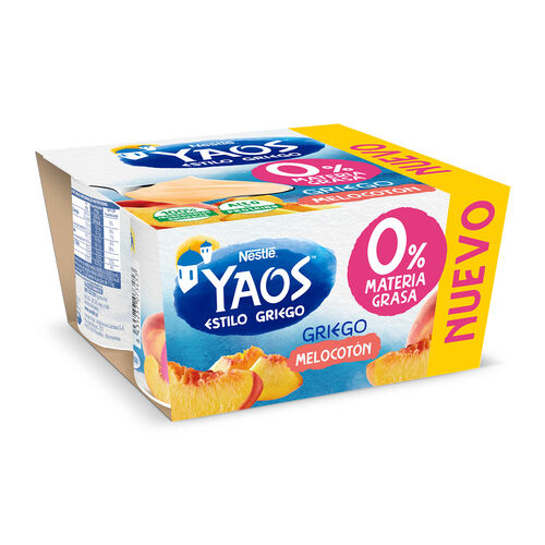 Postre l&aacute;cteo estilo griego sabor melocot&oacute;n YAOS NESTL&Eacute; 4x115g image number
