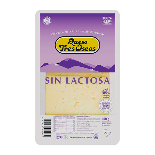 QUESO EN LONCHAS SIN LACTOSA TRES OSCOS 160g image number