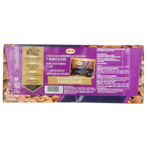 CHOCOLATE VALOR LECHE ALMENDRA 250g image number