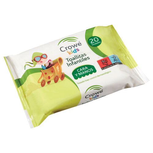 Toallitas para ni&ntilde;os cara y manos CROWE kids 20uds image number