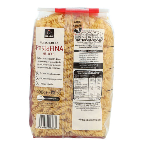 Pasta fina helices GALLO 400g image number