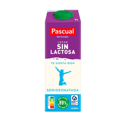 LECHE PASCUAL SIN LACTOSA SEMIDESNATADA 1L image number