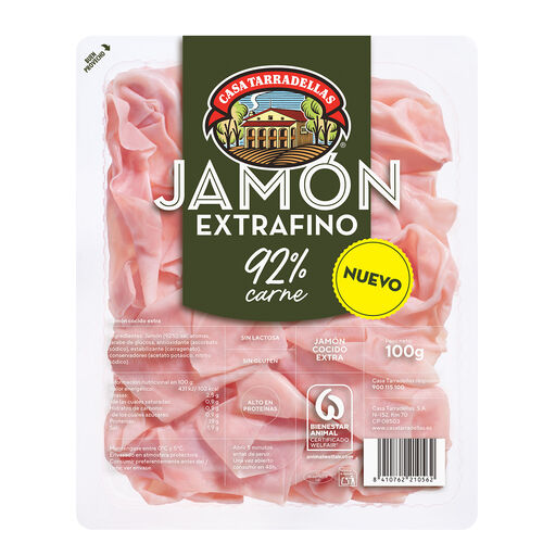 Jamon cocido Extrafino 92% carne CASA TARRADELLAS 100g image number