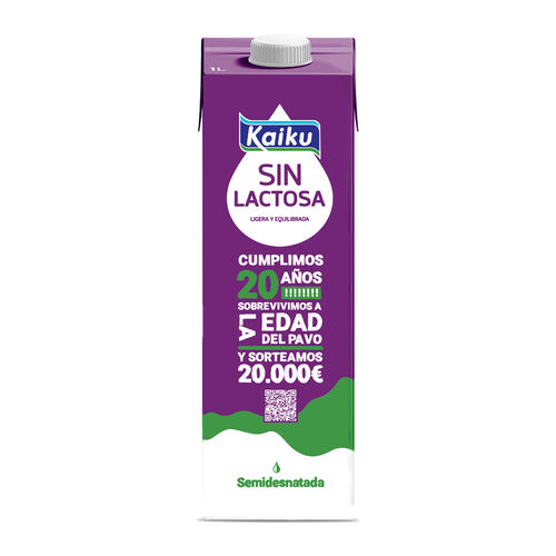 LECHE SEMIDESNATADA SIN LACTOSA KAIKU 1L image number