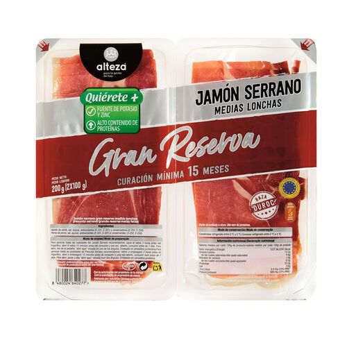 JAMON SERRANO GRAN RESERVA MEDIAS LONCHAS ALTEZA 2x100g image number