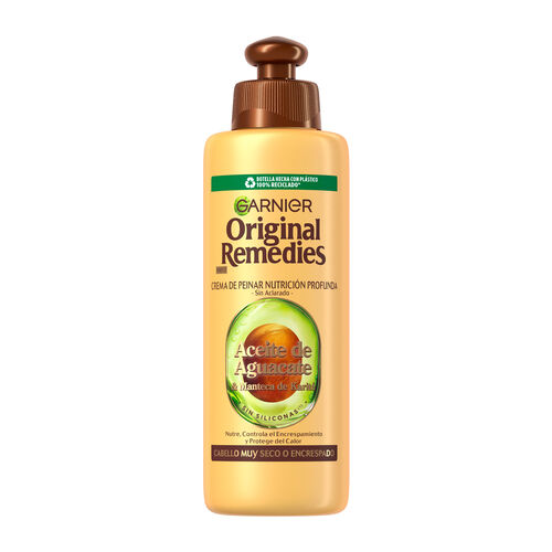 CREMA DE PEINADO NUTRICION PROFUNDA SIN ACLARADO CON ACEITE DE AGUACATE ORIGINAL REMEDIES 200ml image number