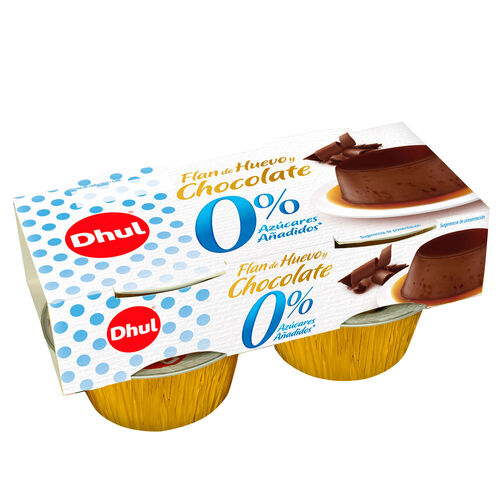 FLAN DHUL DE HUEVO Y CHOCOLATE 0% AZUCARES AÑADIDOS 4x100g image number
