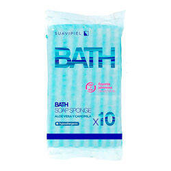 Esponja jabonosa hipoalerg&eacute;nica desechable Aloe Vera y camomila SUAVIPIEL 10uds