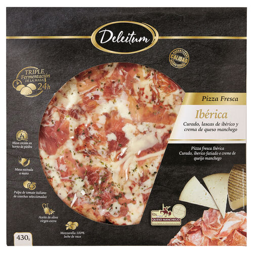 PIZZA IBERICA JAMON CURADO Y QUESO MANCHEGO DELEITUM 430g image number