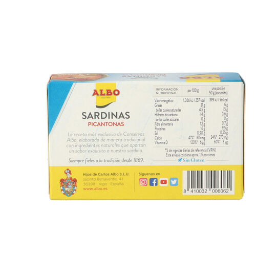 SARDINAS PICANTONAS ALBO 120g image number