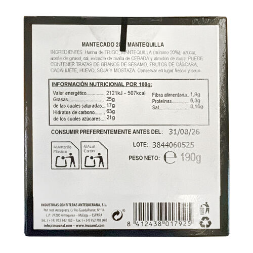Mantecado de mantequilla LA FLOR DE ANTEQUERA 190g image number