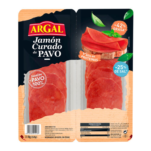 JAMON CURADO DE PAVO ARGAL EN LONCHAS 2x35g image number