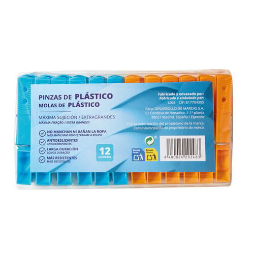 PINZAS DE PLÁSTICO EXTRA GRANDES 12uds  image number