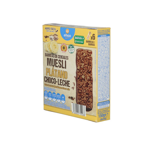BARRITA CEREALES PLATANO CHOCOLATE ALTEZA 150g PACK 6 image number