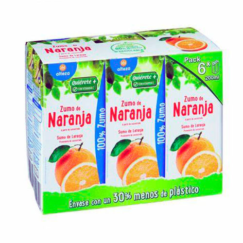 ZUMO EXPRIMIDO DE NARANJA SIN PULPA ALTEZA 6x200ml image number