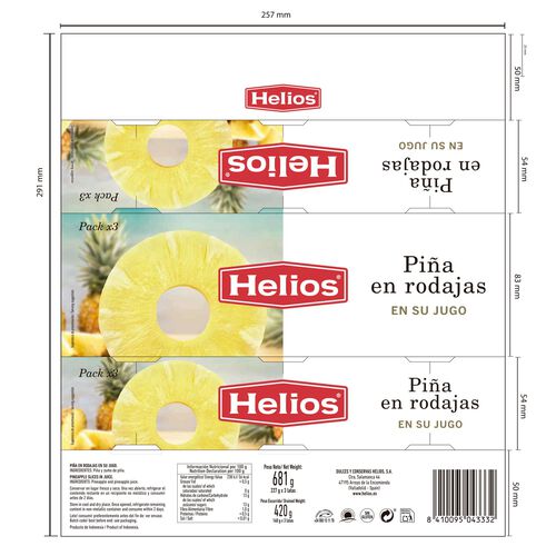 Pi&ntilde;a en rodajas en su jugo HELIOS 3x227g image number