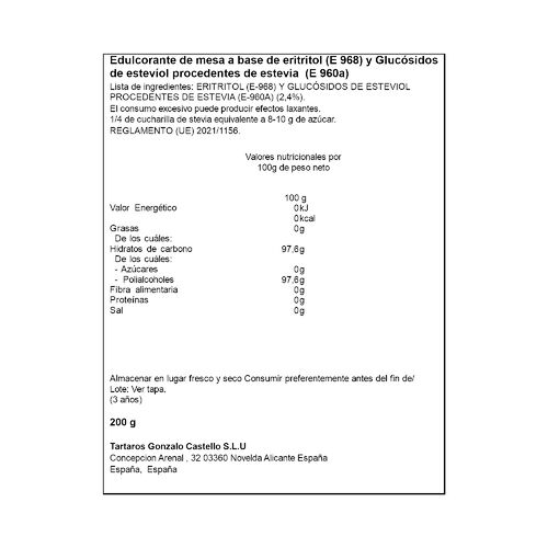 Edulcorante de origen natural STEVIA ALTEZA 200g image number