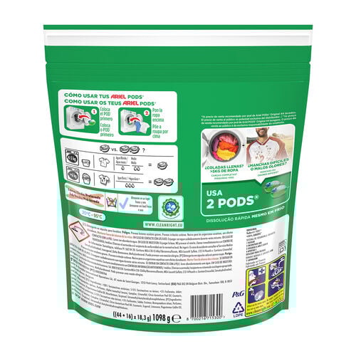 Detergente en c&aacute;psulas Todoen1 Original ARIEL 44+16 lavados image number
