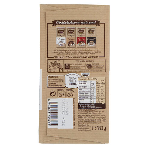 CHOCOLATE NESTLE POSTRE BLANCO 180g image number