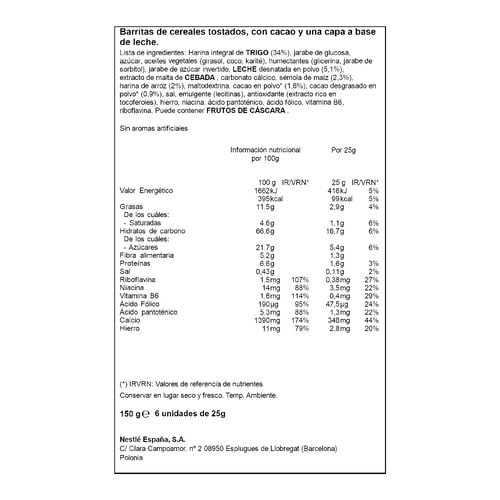 Barritas de cereales con cacao NESQUIK 6x25g image number